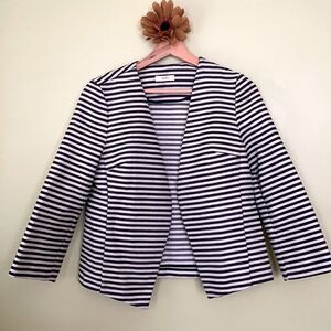 BCNU (Nordstrom) Navy White Striped Blazer Open Front Jacket Size M